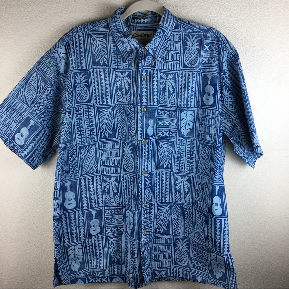 Cooke Street Honolulu Hawaiian Camp Shirt Men's Large Button Up Reverse Print
